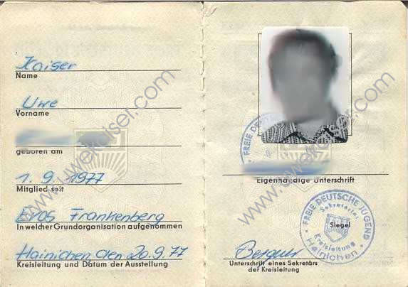 FDJ-Ausweis der DDR