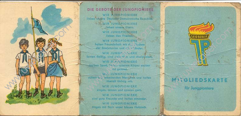 Jungpioniere Ausweis Mitgliedskarte Urkunde Touristenkarte Pioniere DDR.. 