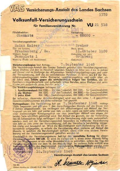 Volks-Unfallversicherung (Sachsen, 1948)
